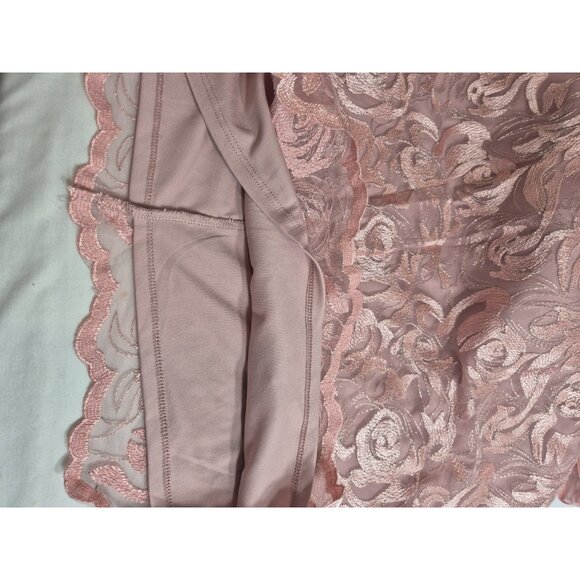 Adrianna Papell Women's Dress Size 8 V-Neck Bell Sleeves Embroidered Pink (63) - Picture 9 of 15